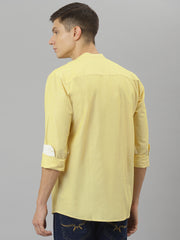 Men Yellow Slim Fit Solid Casual Shirt