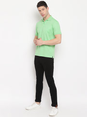 Lime Green Regular Fit Polo Neck T-Shirt