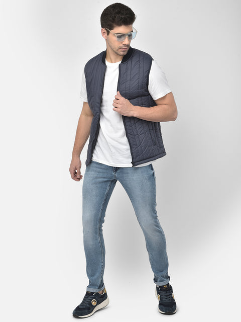 Men Blue Slim Fit Mid Rise Washed Streachable Jeans