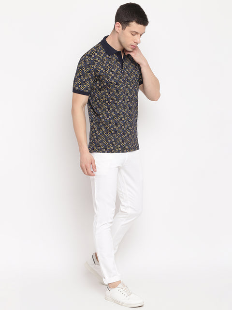Navy Regular Fit Polo Neck T-Shirt