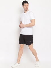 Men Black Regular Fit Side Pkt Solid Shorts