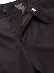 Men Wine Smart Fit Mid Rise Formal Trouser