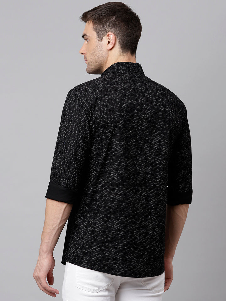 Men Black Slim Fit Printed Casual Shirt