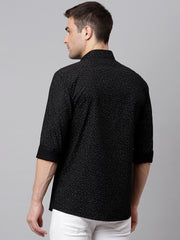 Men Black Slim Fit Printed Casual Shirt