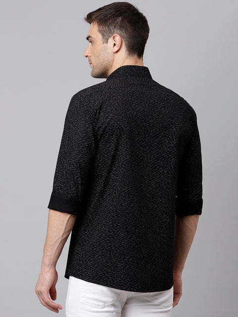Men Black Slim Fit Printed Casual Shirt