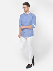 Men Blue Slim Fit Printed Casual Shirt