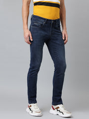 Men Dark Indigo Slim Fit Mid Rise Clean Look Streachable Jeans