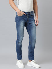 Men Dark Blue Slim Fit Mid Rise Clean Look Streachable Jeans