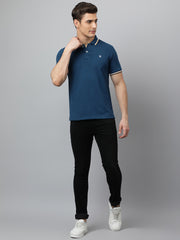 Men Turq Regular Fit Solid Polo Neck T-Shirt
