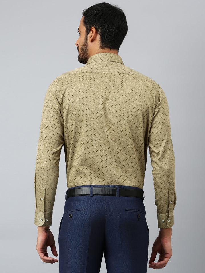 Men Khaki Slim Fit Solid Club Wear Shirt