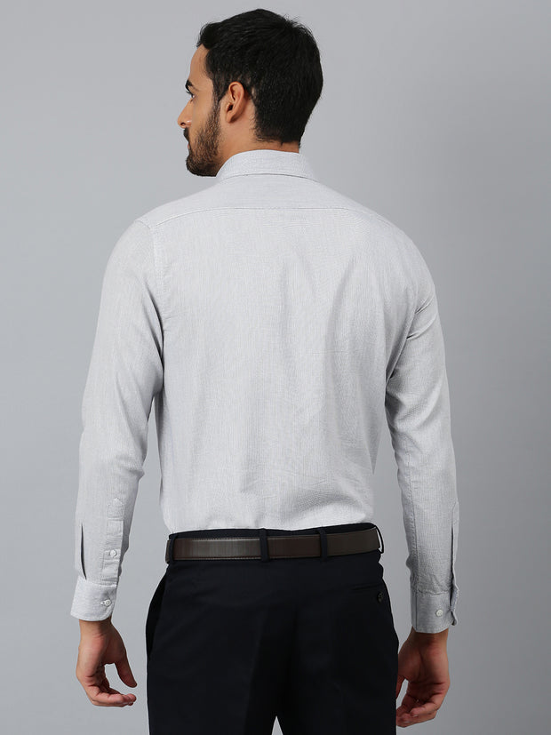 Men Grey Regular Fit Solid Formal Shirt
