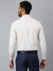 Men Beige Regular Fit Solid Formal Shirt