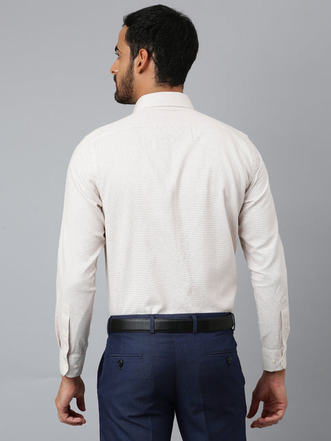 Men Beige Regular Fit Solid Formal Shirt