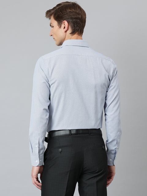 Men Sky Blue Regular Fit Solid Formal Shirt