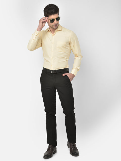 Men Beige Regular Fit Solid Formal Shirt
