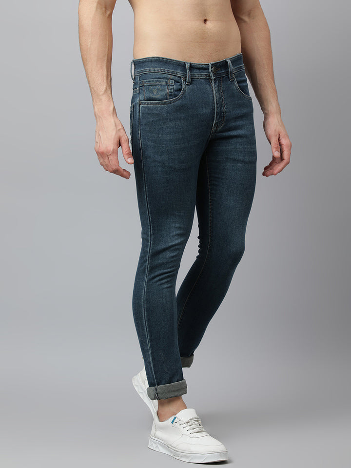 Men Green Tint Slim Fit Mid Rise Clean Look Stretchable Jeans