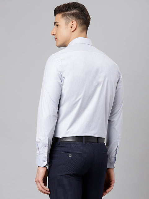 Men Grey Regular Fit Solid Formal Shirt
