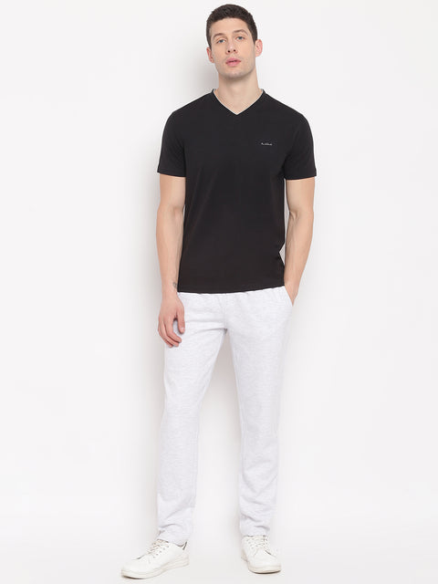 Men Light Grey Regular Fit Mid Rise Solid Lower
