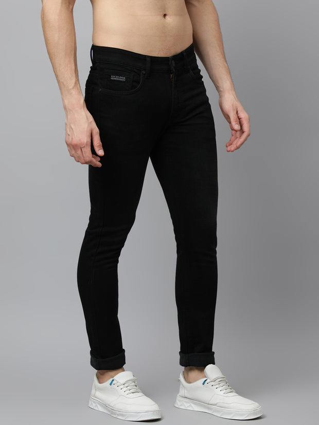Men Slate Black Slim Fit Mid Rise Clean Look Strechable Jeans
