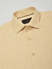 Men Beige Regular Fit Solid Formal Shirt