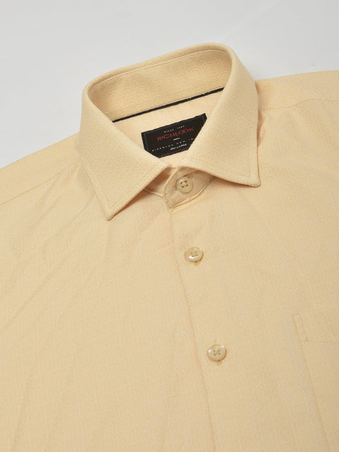 Men Beige Regular Fit Solid Formal Shirt