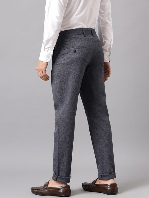Men Grey Slim Fit Mid Rise Casual Trouser