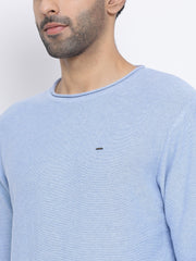 Men Sky Regular Fit Round Neck Full Sleeve Sweater