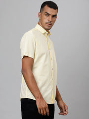 Men Yellow Slim Fit Solid Casual Shirt