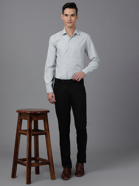 Men Grey Regular Fit Solid Formal Shirt