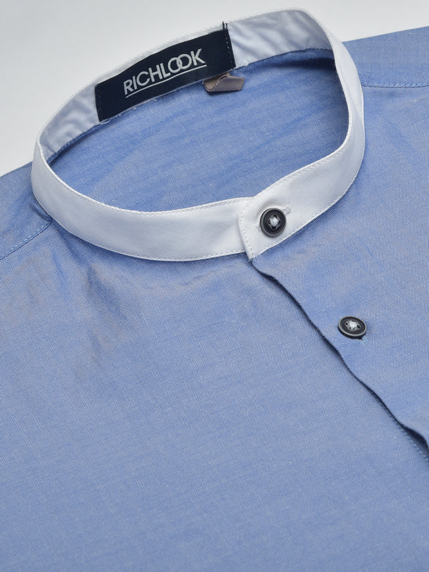 Men Blue Slim Fit Printed Casual Shirt