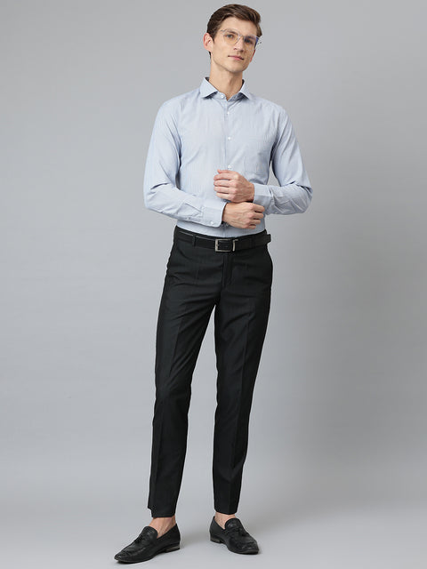 Men Sky Blue Regular Fit Solid Formal Shirt