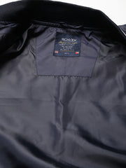 Men Navy Regular Fit Puffer Color Blocked Jacket