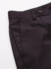 Men Wine Smart Fit Mid Rise Formal Trouser
