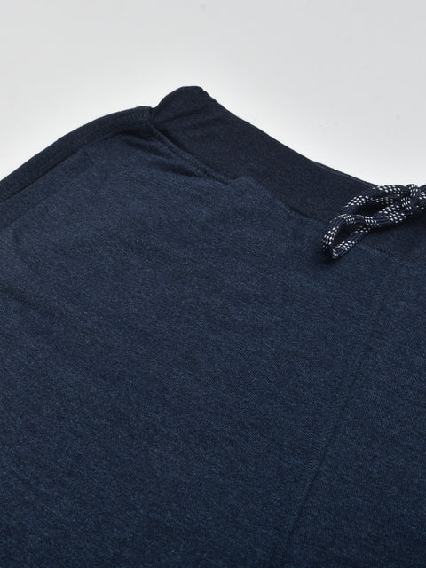 Men Blue Slim Fit Mid Rise Solid Lower