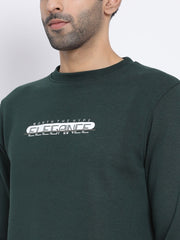 Men Hunter Green Regular Fit Crew Neck Sweat Shirt
