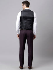 Men Wine 3 Piece Solid Formal Suit