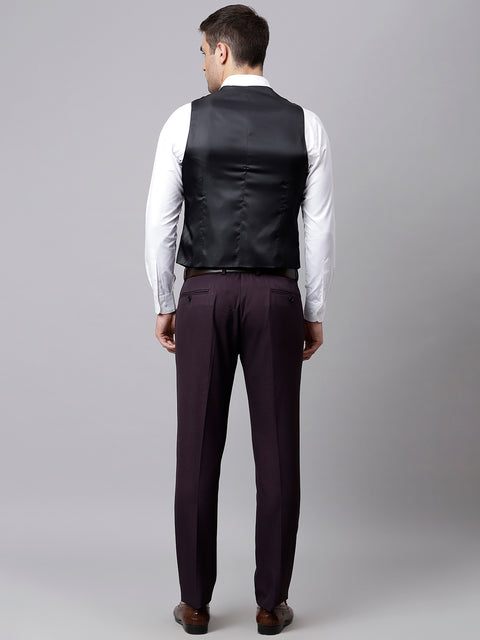 Men Wine 3 Piece Solid Formal Suit