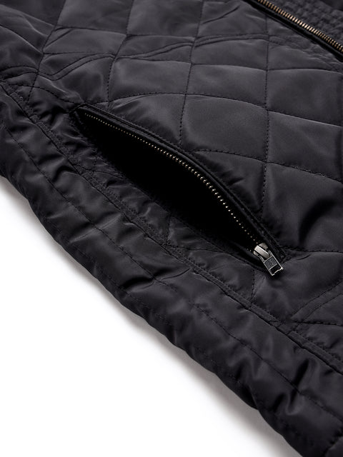 Men Black Regular Fit Padded Solid Jacket