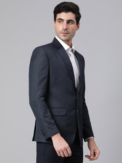 Men Navy Regular Fit Solid Formal Blazer