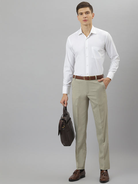 Men White Regular Fit Solid Formal Shirt