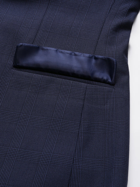 Men Blue 2 Piece Solid Formal Suit