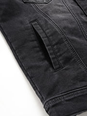 Men Grey Regular Fit Denim Solid Jacket