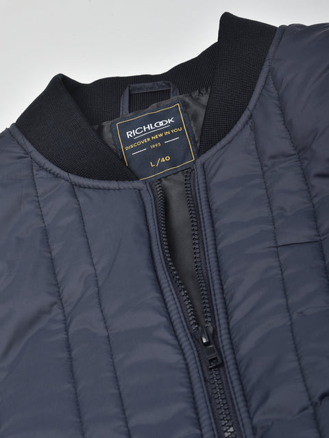 Men Navy Regular Fit Solid Sleeveless Jacket