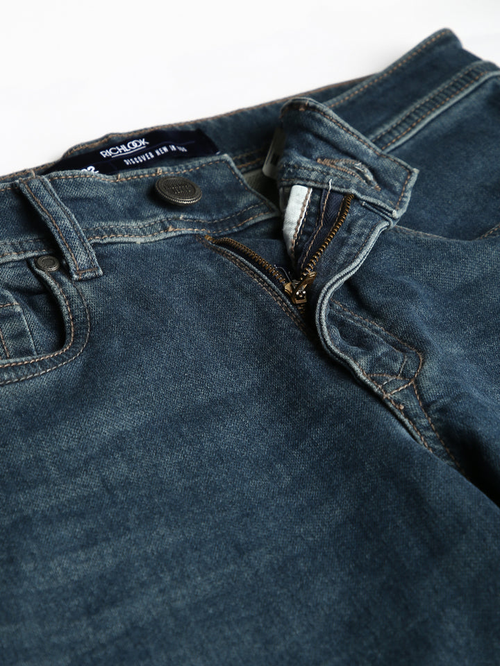 Men Green Tint Slim Fit Mid Rise Clean Look Stretchable Jeans