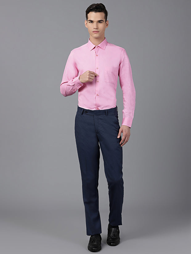 Men Pink Regular Fit Solid Formal Shirt