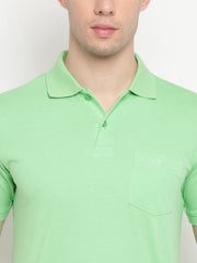 Lime Green Regular Fit Polo Neck T-Shirt