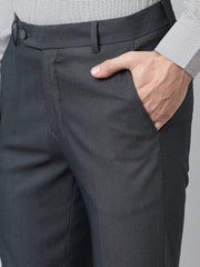 Men Grey Blue Smart Fit Mid Rise Formal Trouser