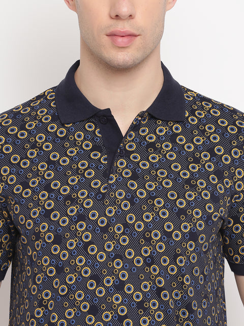 Navy Regular Fit Polo Neck T-Shirt
