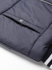 Men Navy Regular Fit Puffer Color Blocked Jacket