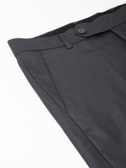 Men Grey Blue Smart Fit Mid Rise Formal Trouser